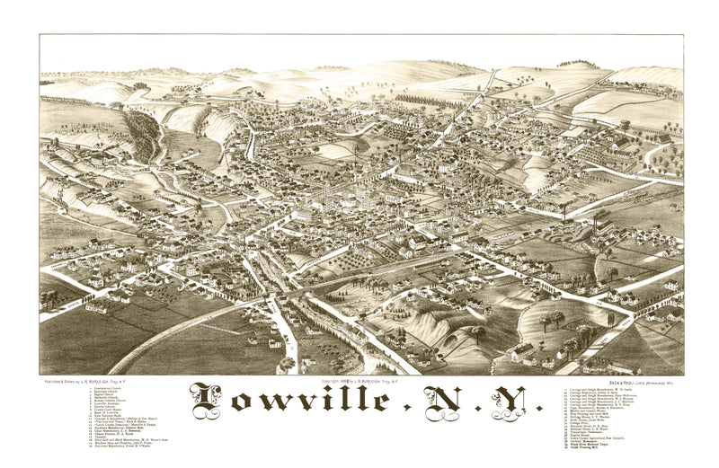 Size comparison using Vintage Map of Lowville, New York 1885
