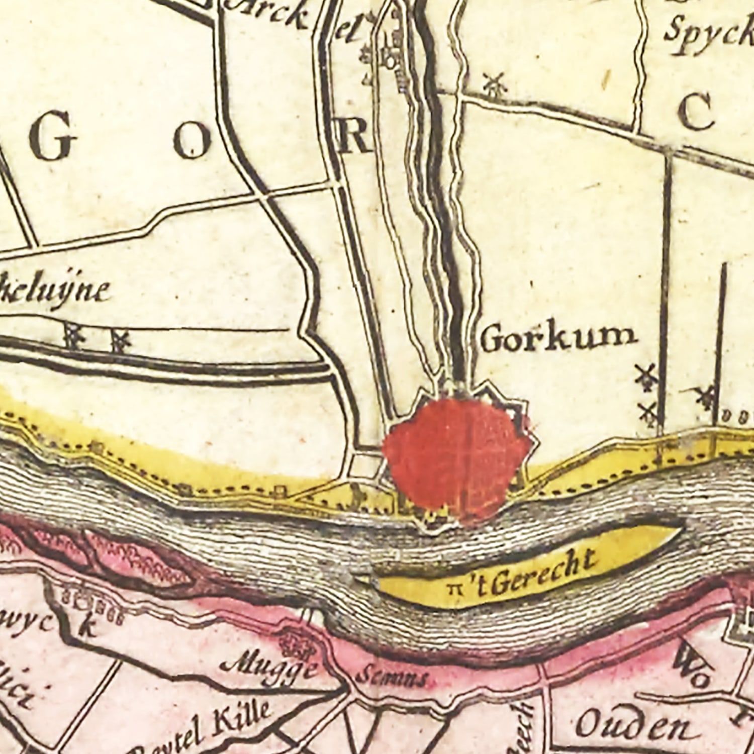 Restored historic details from the 1665 country map of County