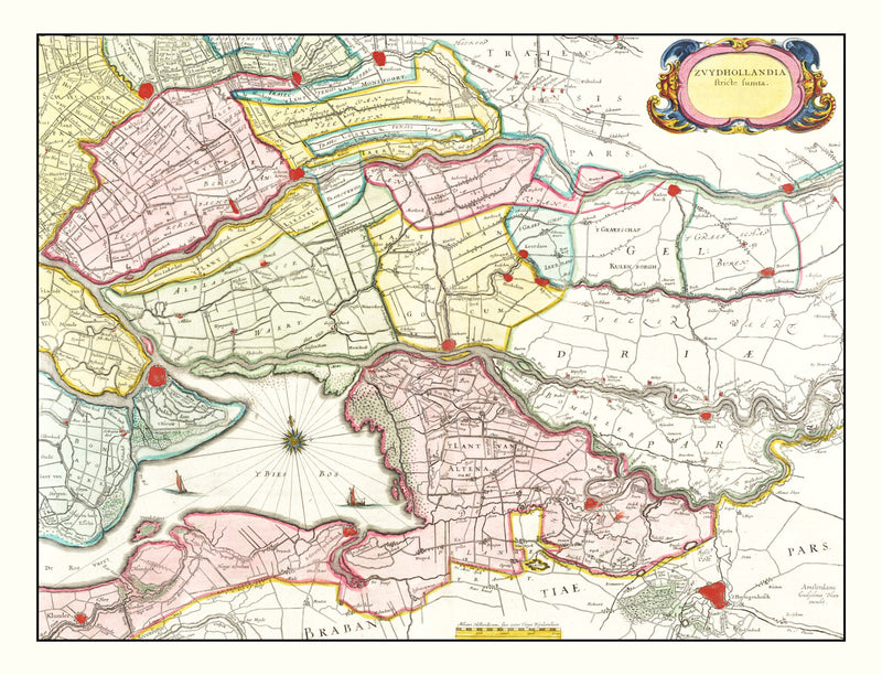Size comparison using Vintage Map of Southern Holland 1665