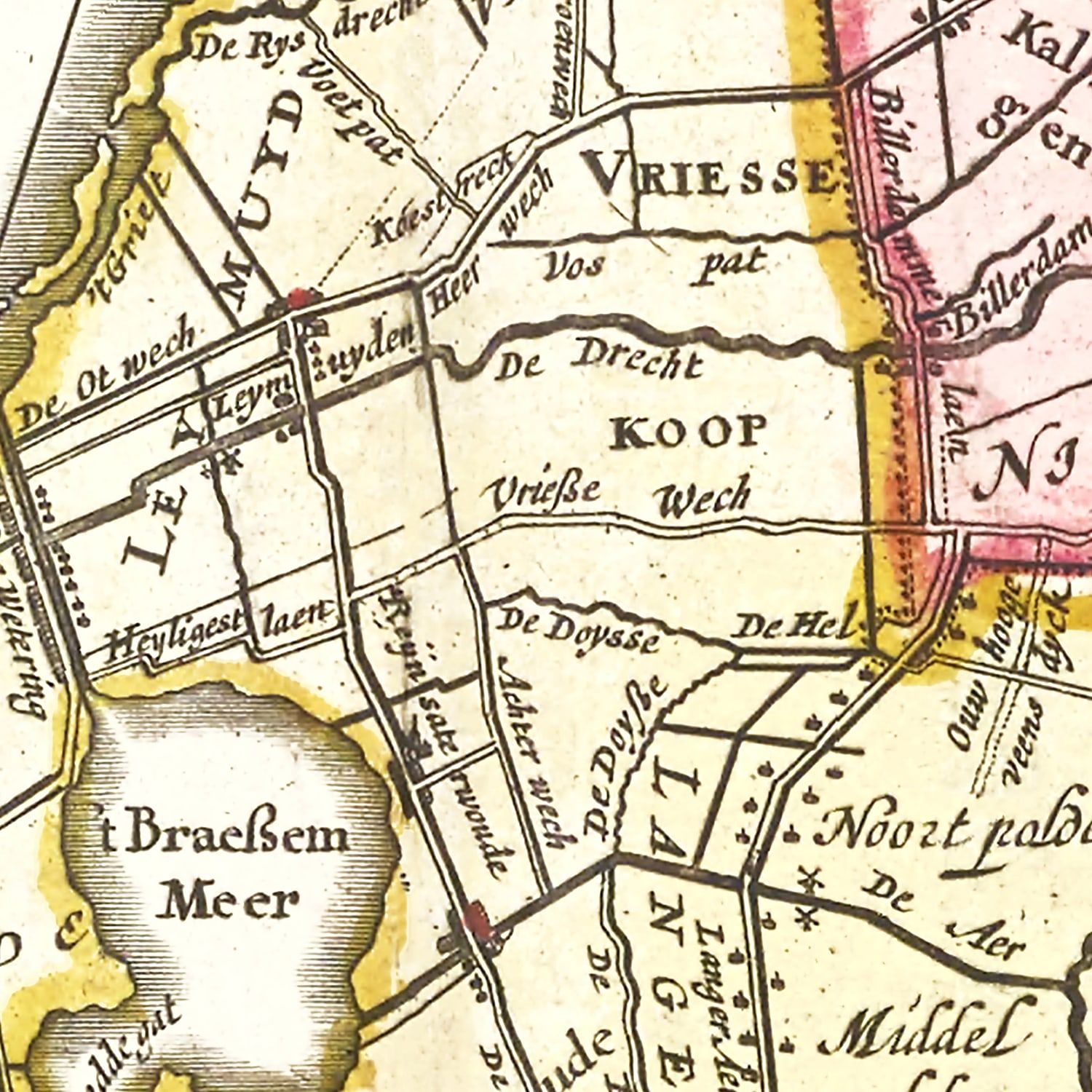 Restored historic details from the 1665 region map of County