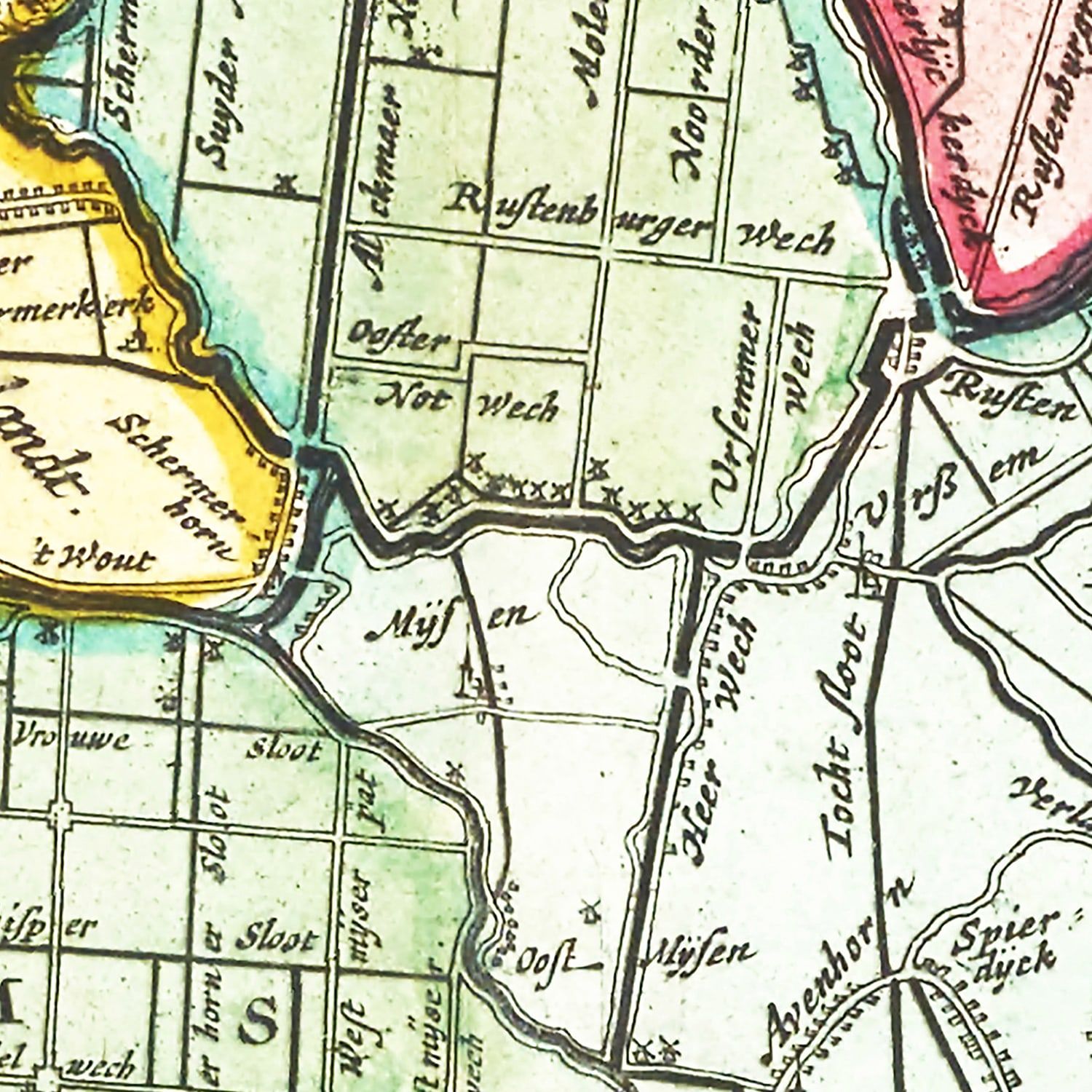 Restored historic details from the 1665 country map of County