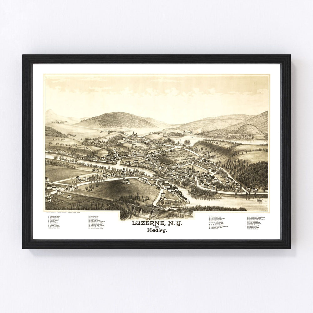 Luzerne & Hadley Vintage Map 1888