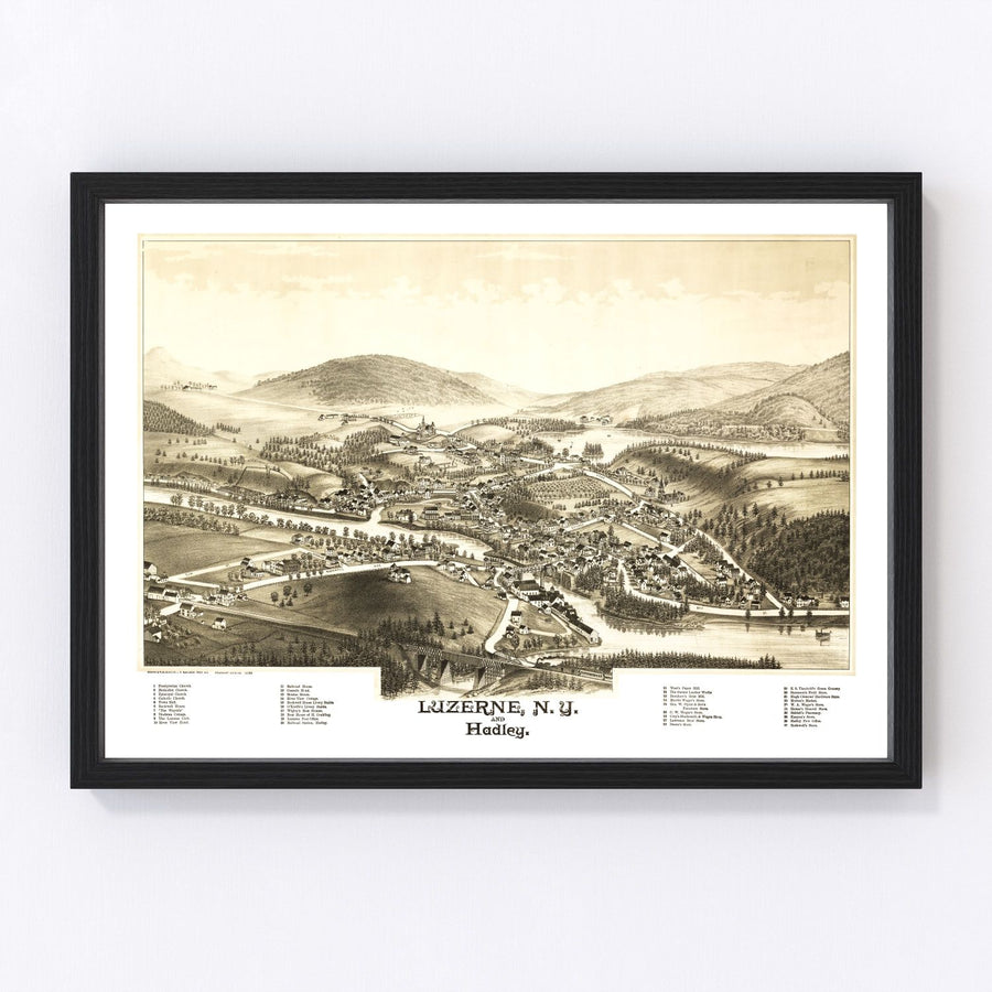 Luzerne & Hadley Vintage Map 1888