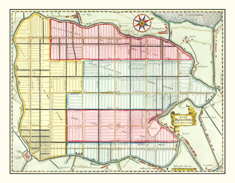 Size comparison using Vintage Map of Beemster, Holland 1665