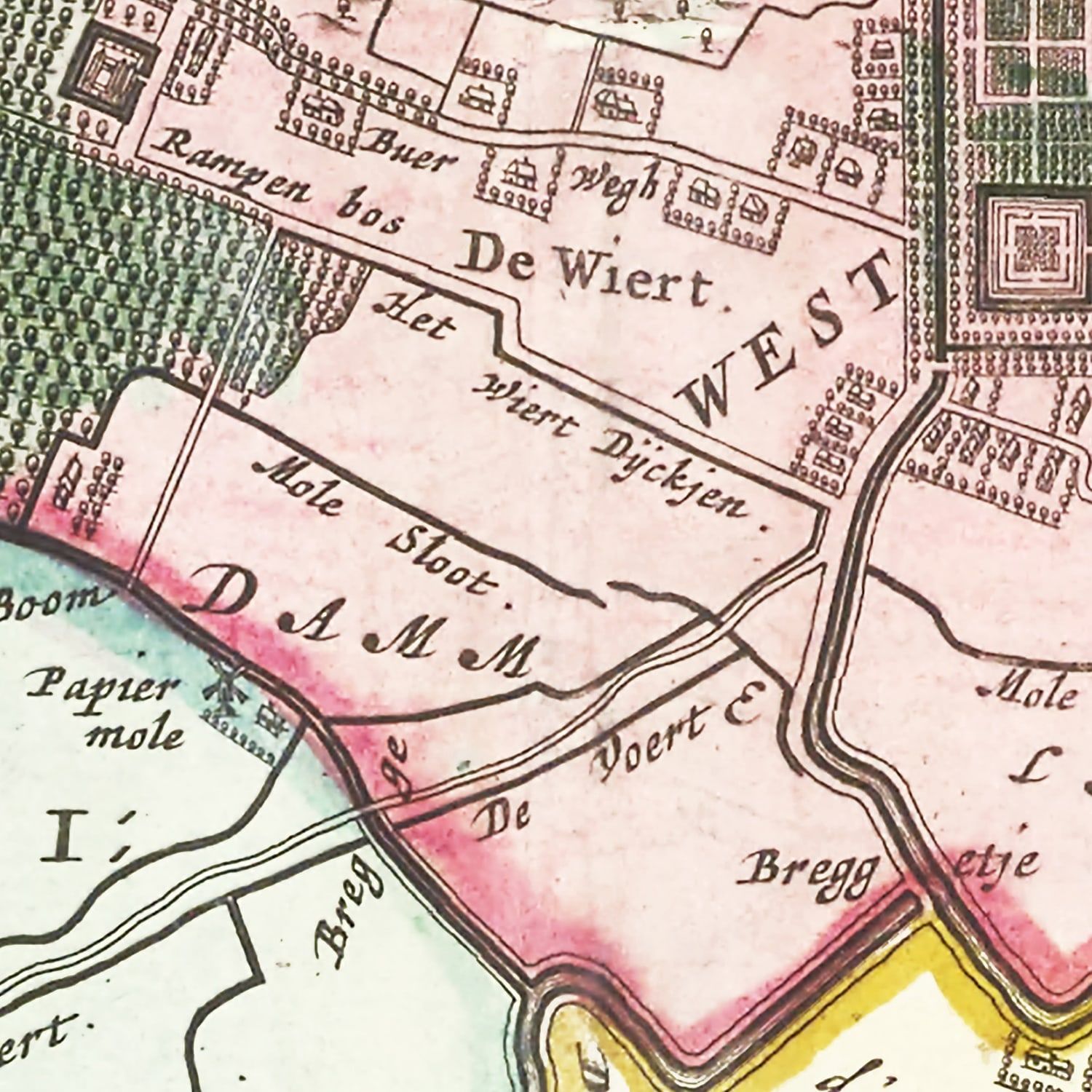 Restored historic details from the 1665 region map of County
