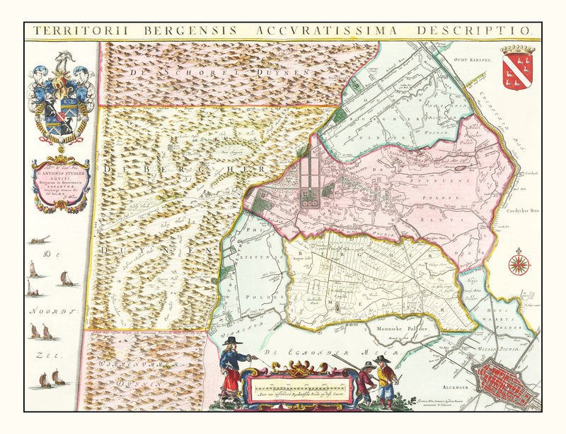 Size comparison using Vintage Map of Bergen, Holland 1665