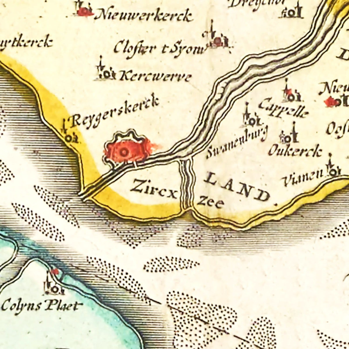 Restored historic details from the 1665 region map of County