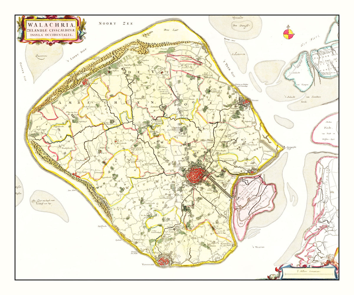 Preview of Vintage Map of Walcheren, Holland 1665