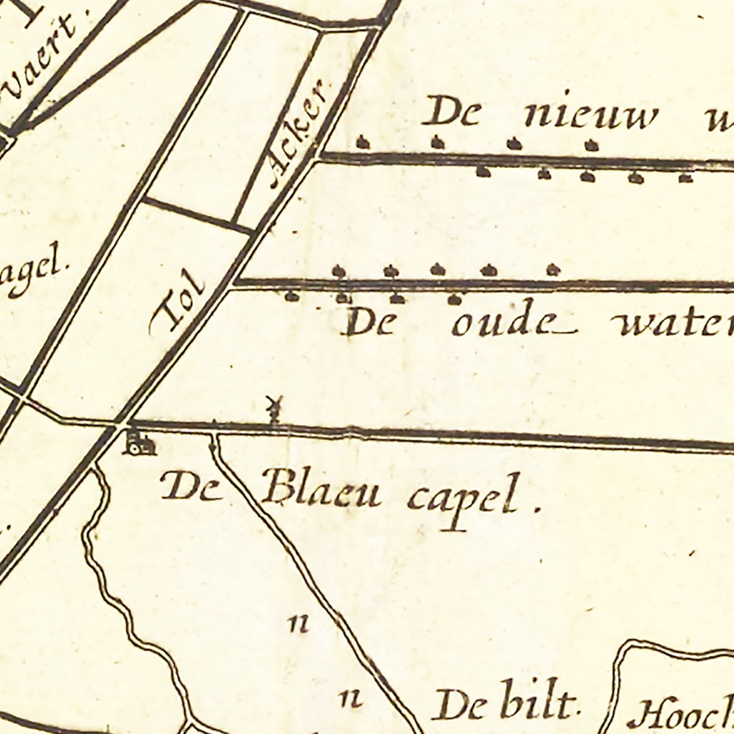Restored historic details from the 1665 city map of Utrecht
