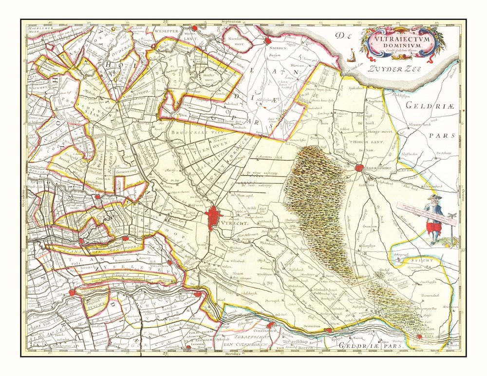 Vintage Map of Utrecht, Holland 1665 print style example