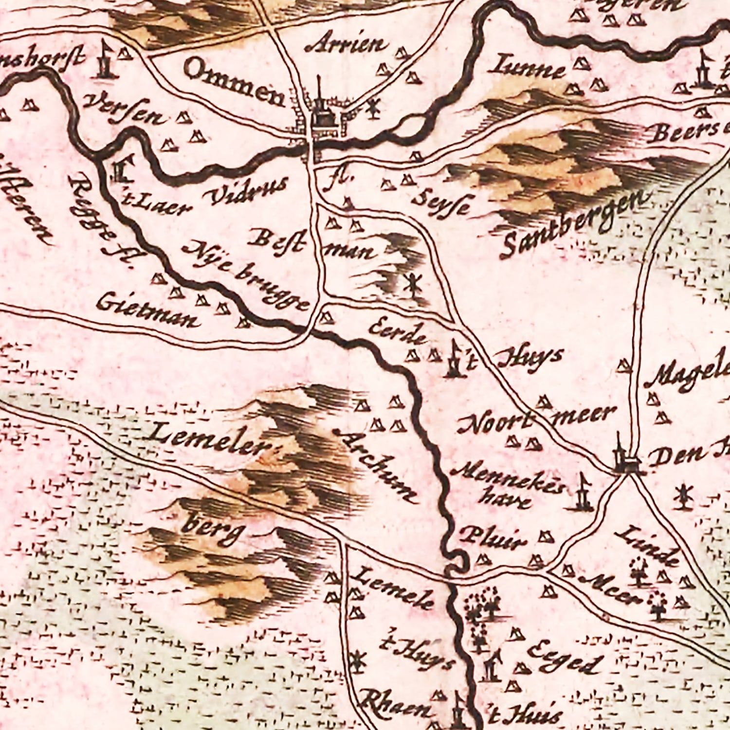 Restored historic details from the 1665 city map of Overijssel
