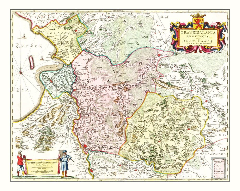 Vintage Map of Overijssel, Holland 1665 print style example