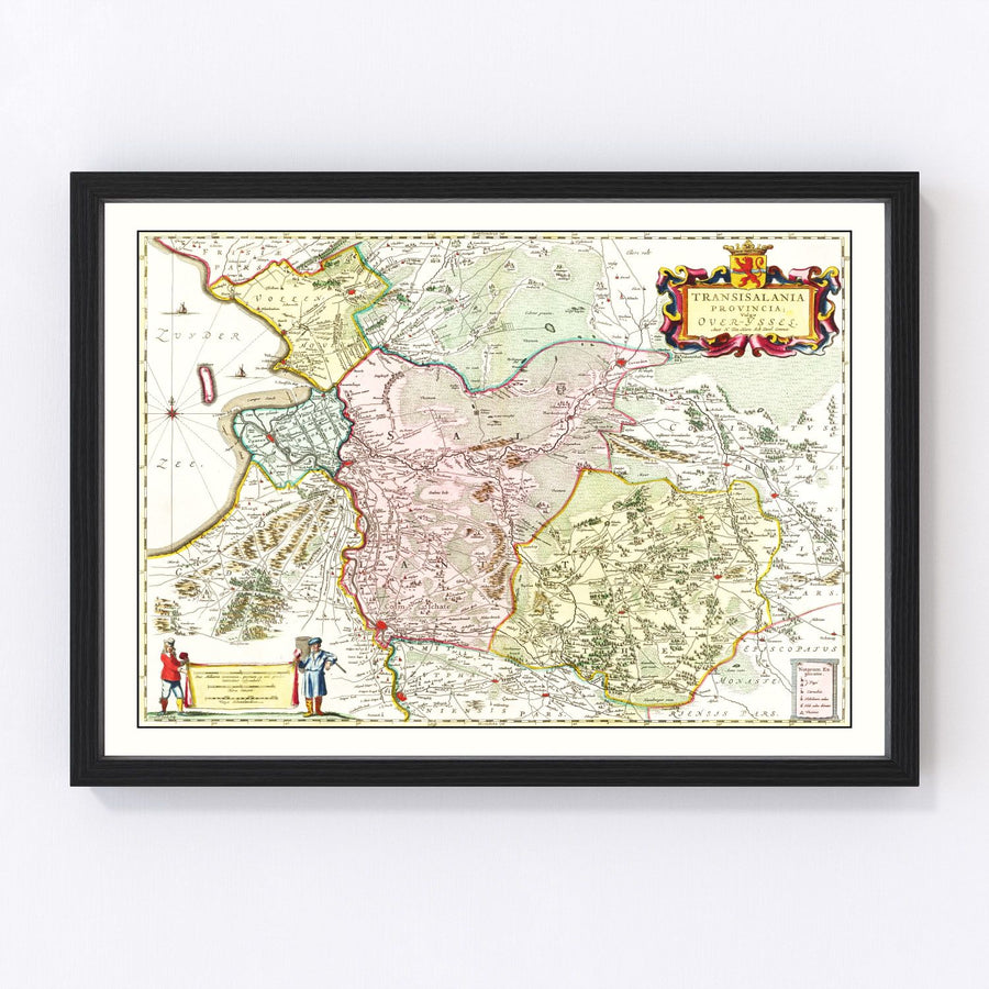 Vintage Map of Overijssel, Holland 1665