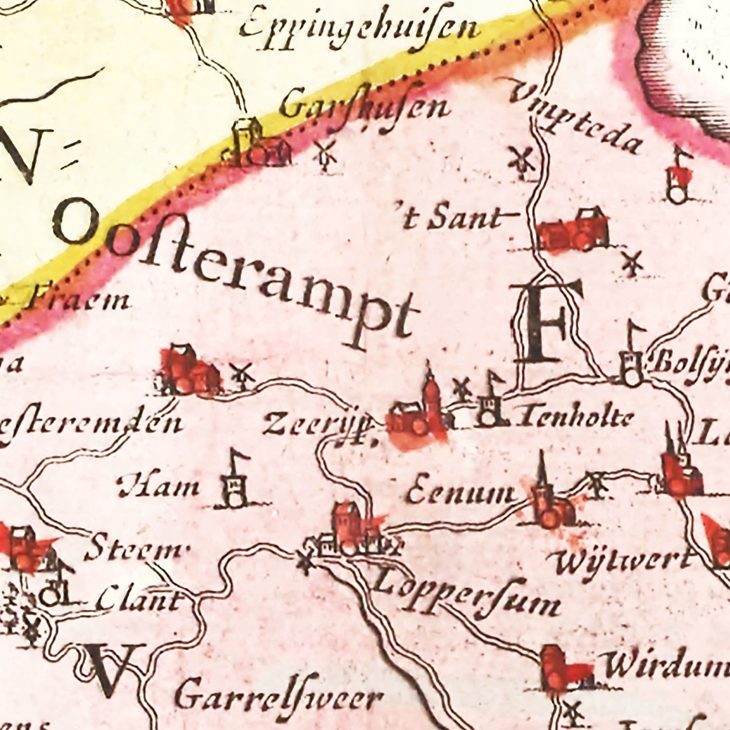 Restored historic details from the 1665 city map of Groningen