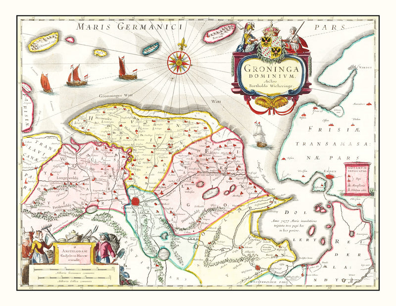 Size comparison using Vintage Map of Groningen, Holland 1665