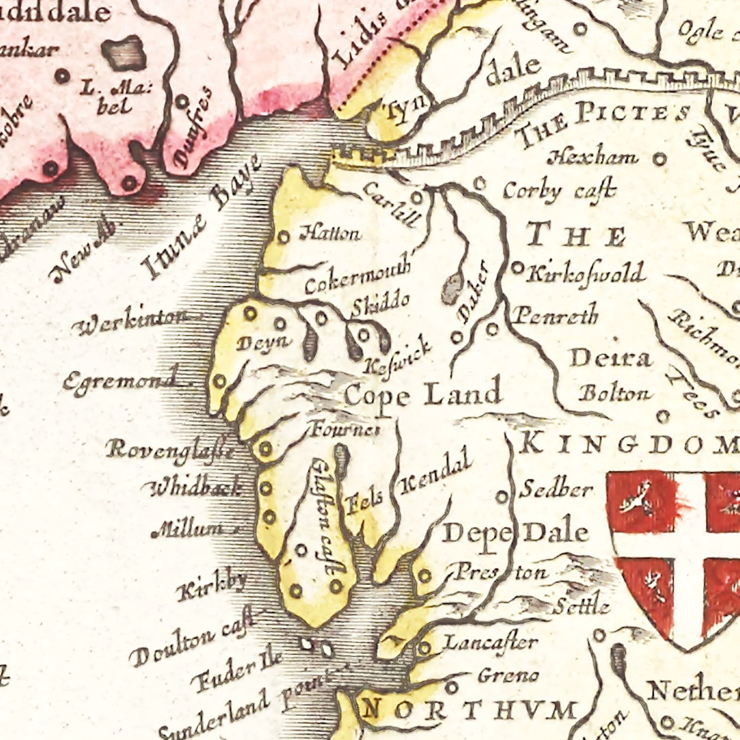 Restored historic details from the 1665 country map of County