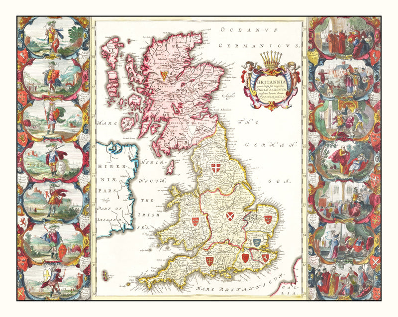 Size comparison using Vintage Map of the Saxon Kingdoms of Britain 1665
