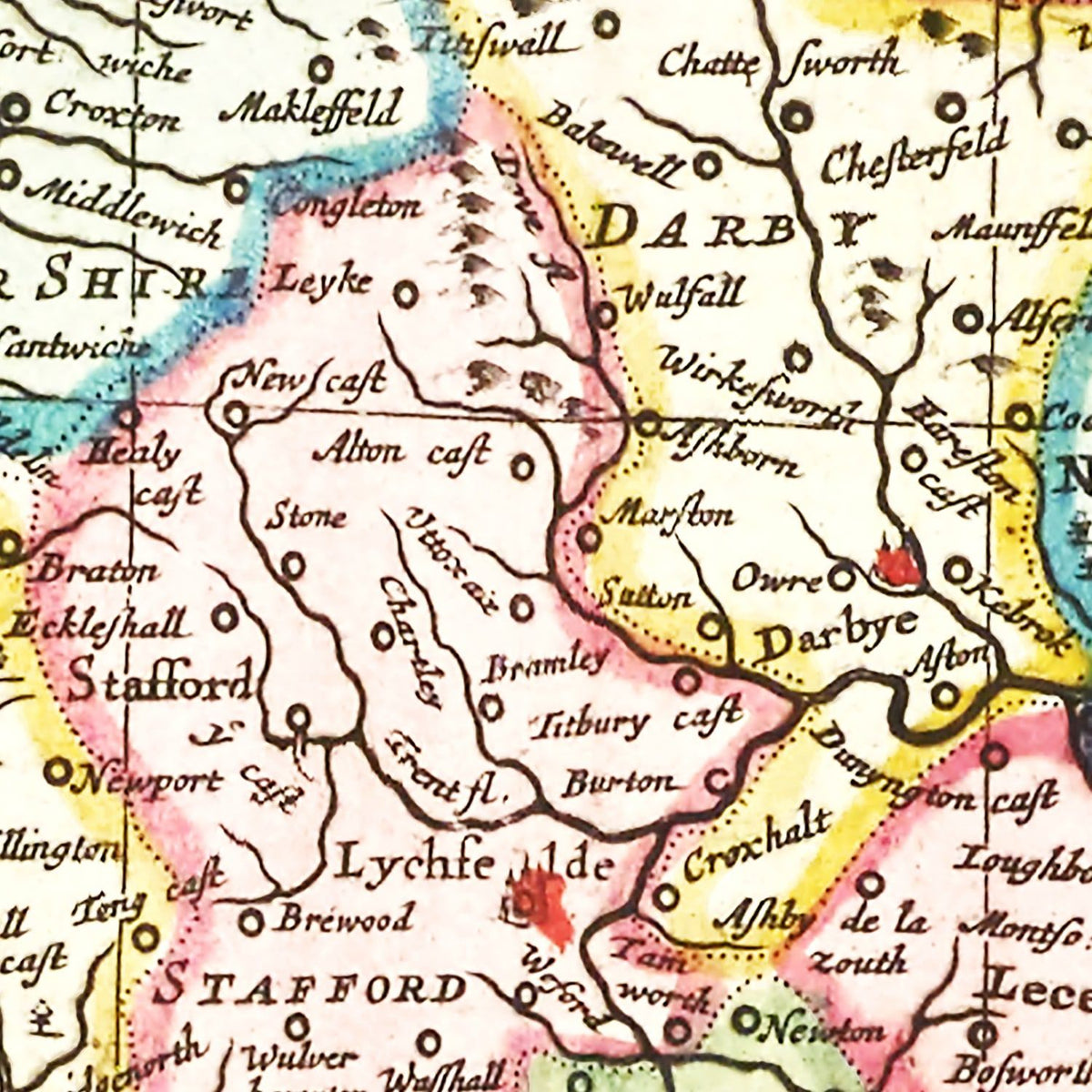 Restored historic details from the 1665 country map of County