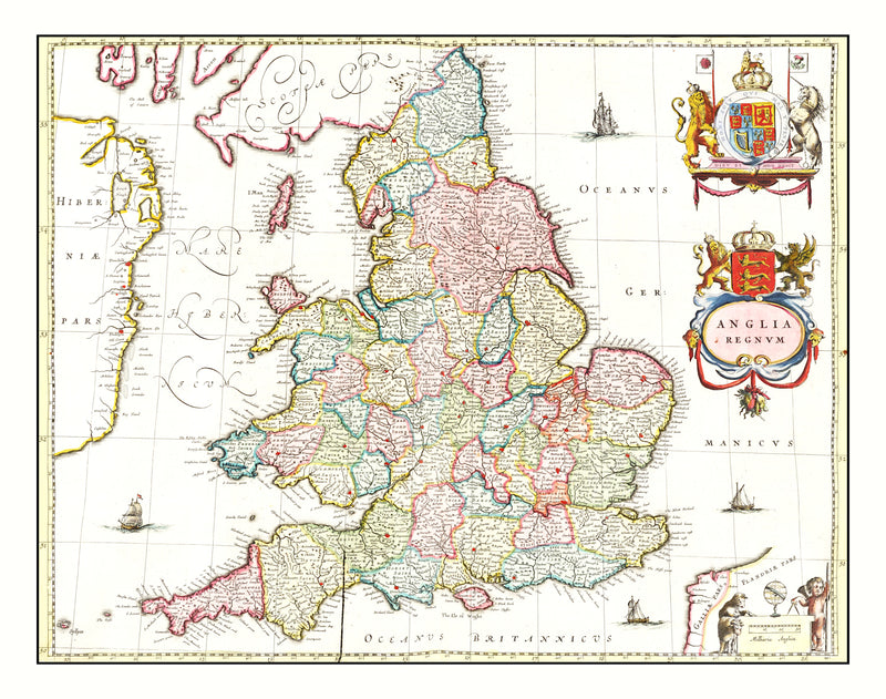 Size comparison using Vintage Map of the United Kingdom 1665
