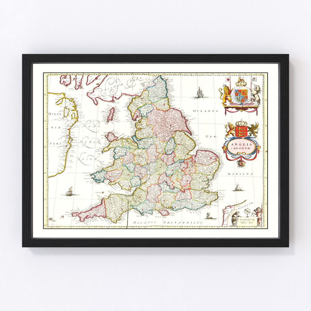 England Vintage Map 1665