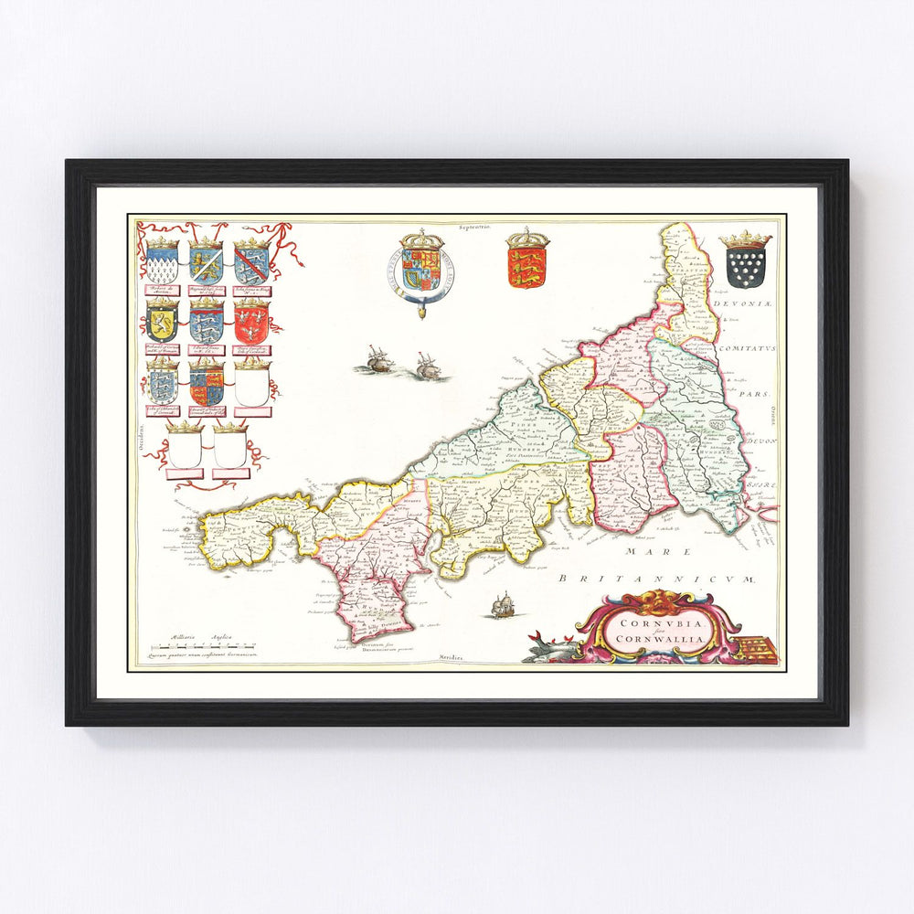 Cornwall Vintage Map 1665