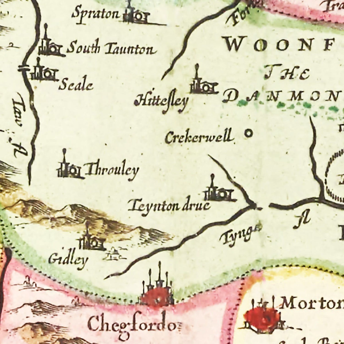 Restored historic details from the 1665 region map of County