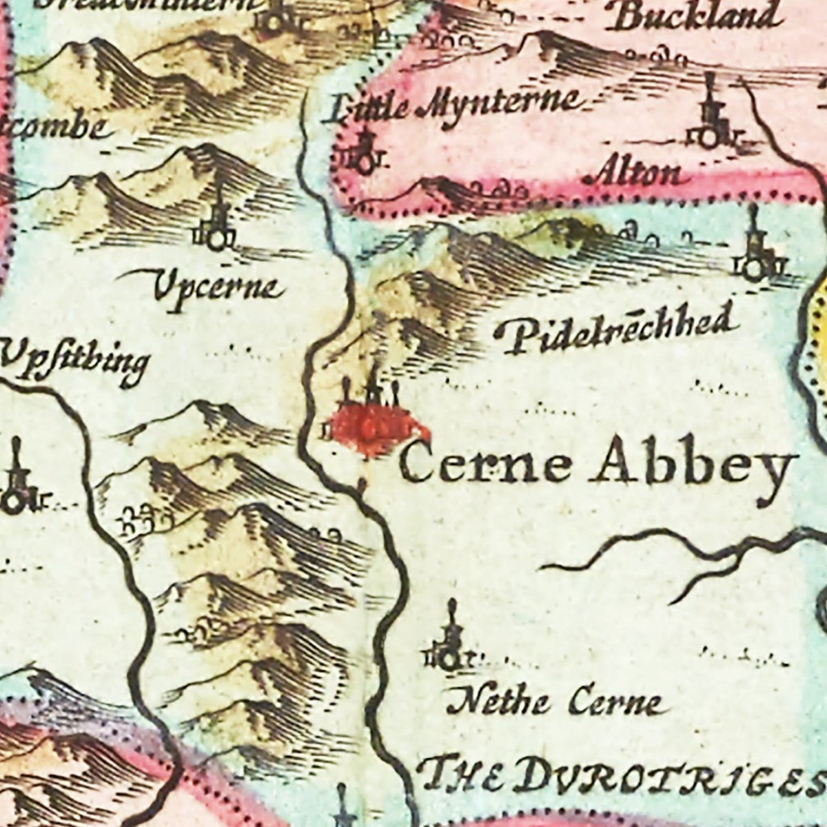 Restored historic details from the 1665 region map of County