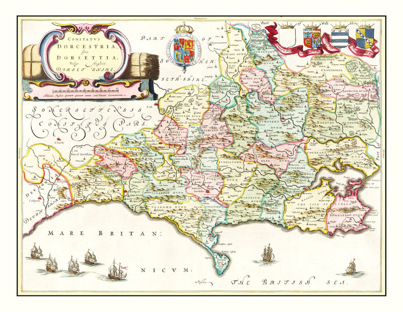 Size comparison using Vintage Map of Dorsetshire 1665