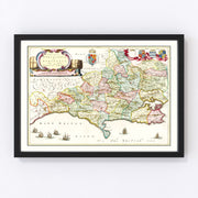 Dorsetshire Vintage Map 1665