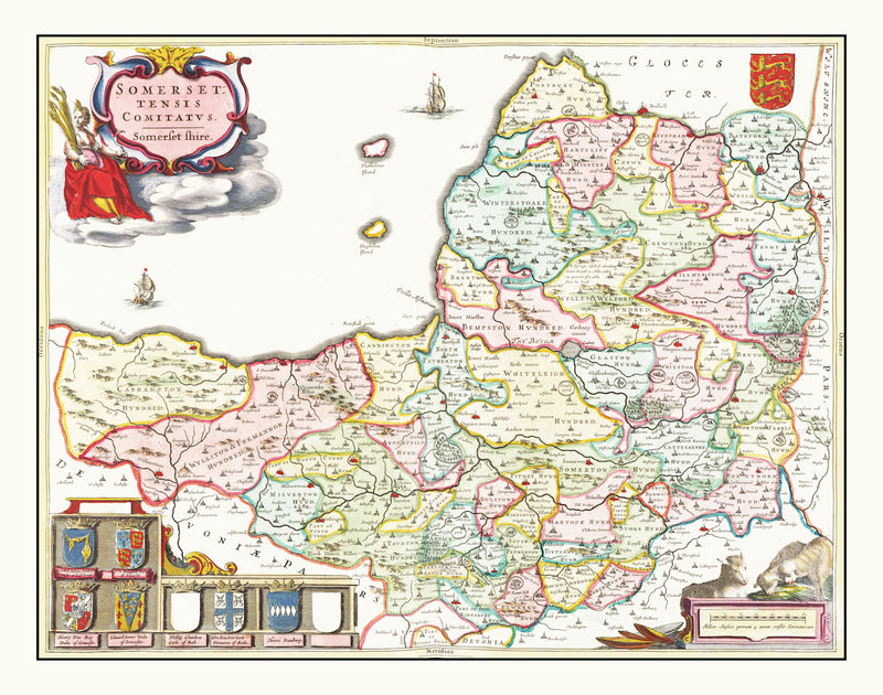 Size comparison using Vintage Map of Somerset 1665