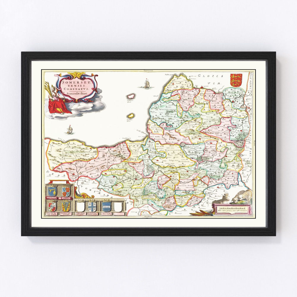 Somerset Vintage Map 1665