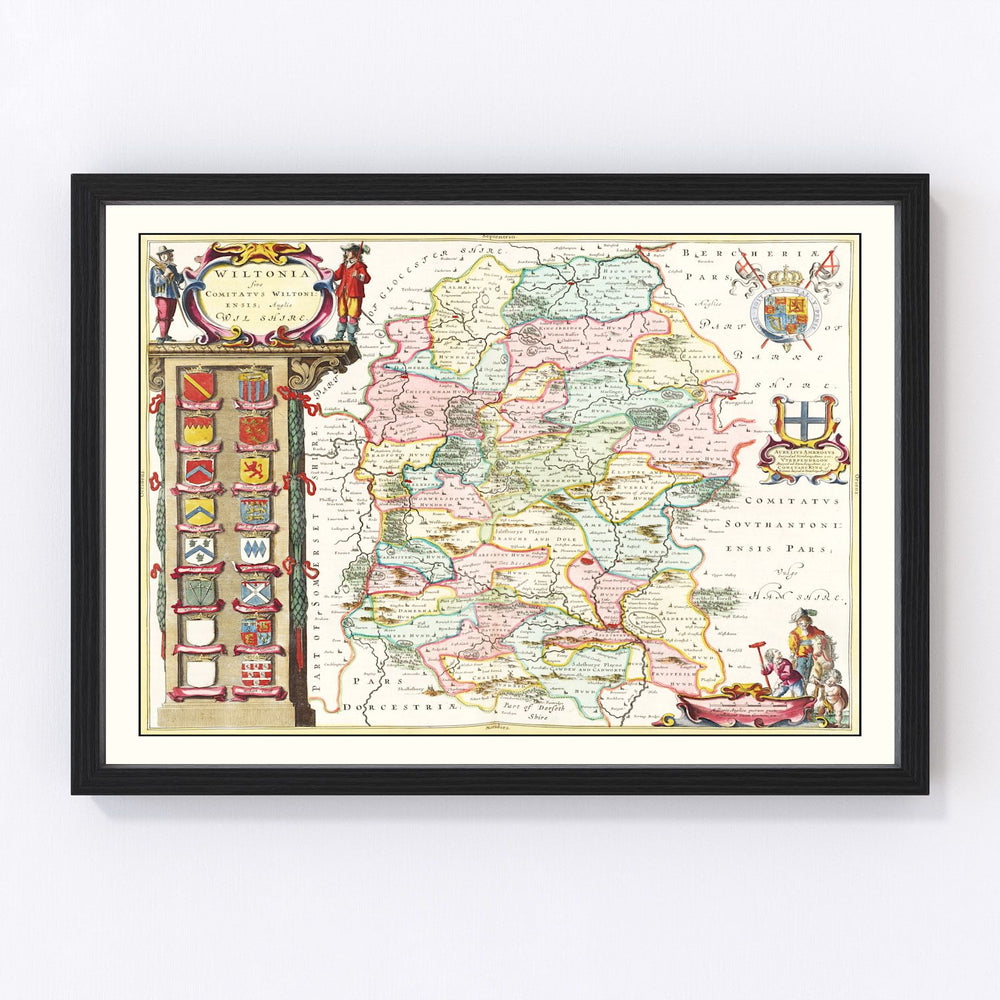 Wiltshire Vintage Map 1665