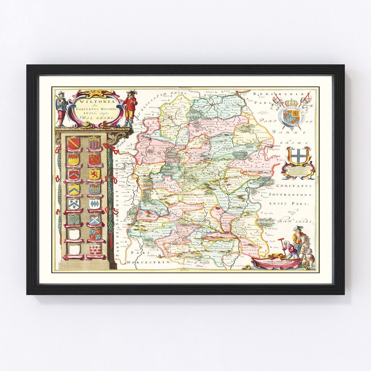 Wiltshire Vintage Map 1665