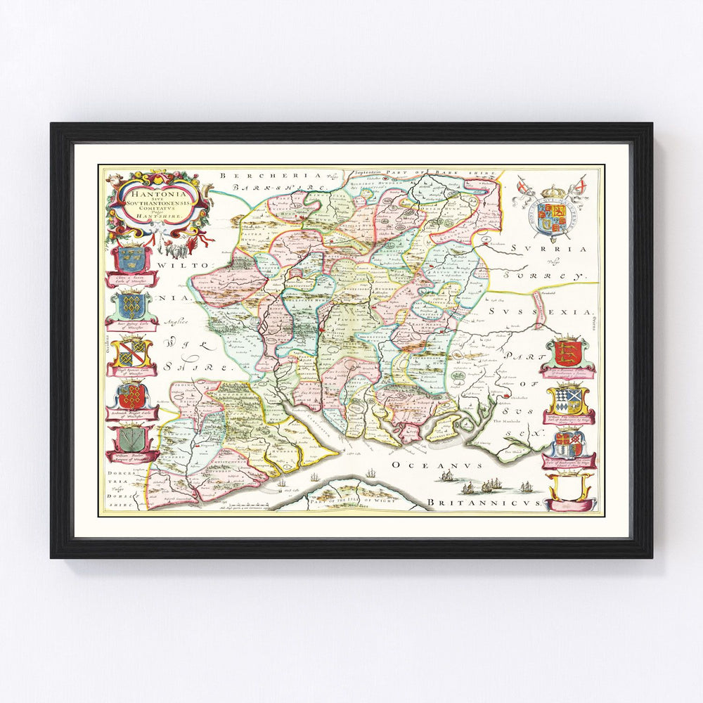 Hampshire Vintage Map 1665