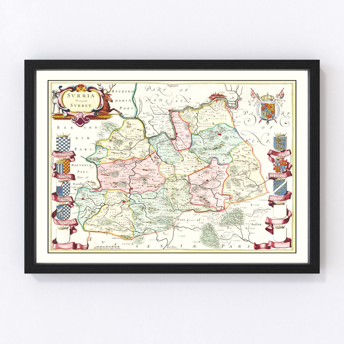 Surrey Vintage Map 1665