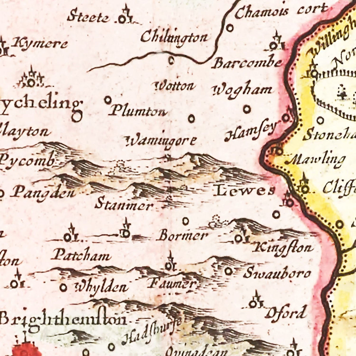 Restored historic details from the 1665 region map of County
