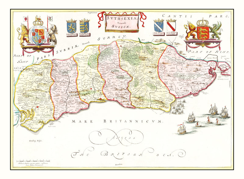 Size comparison using Vintage Map of Sussex 1665