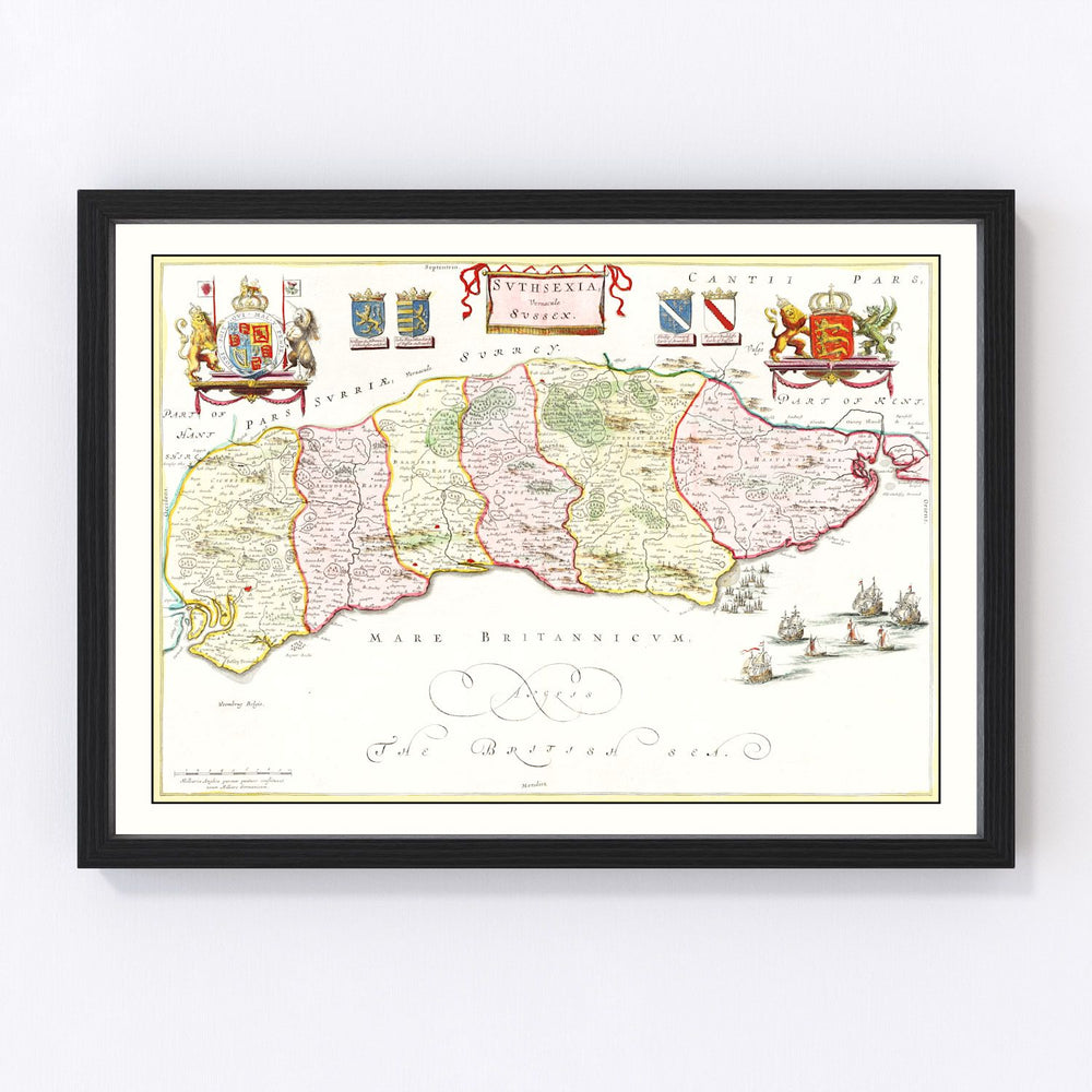 Sussex Vintage Map 1665