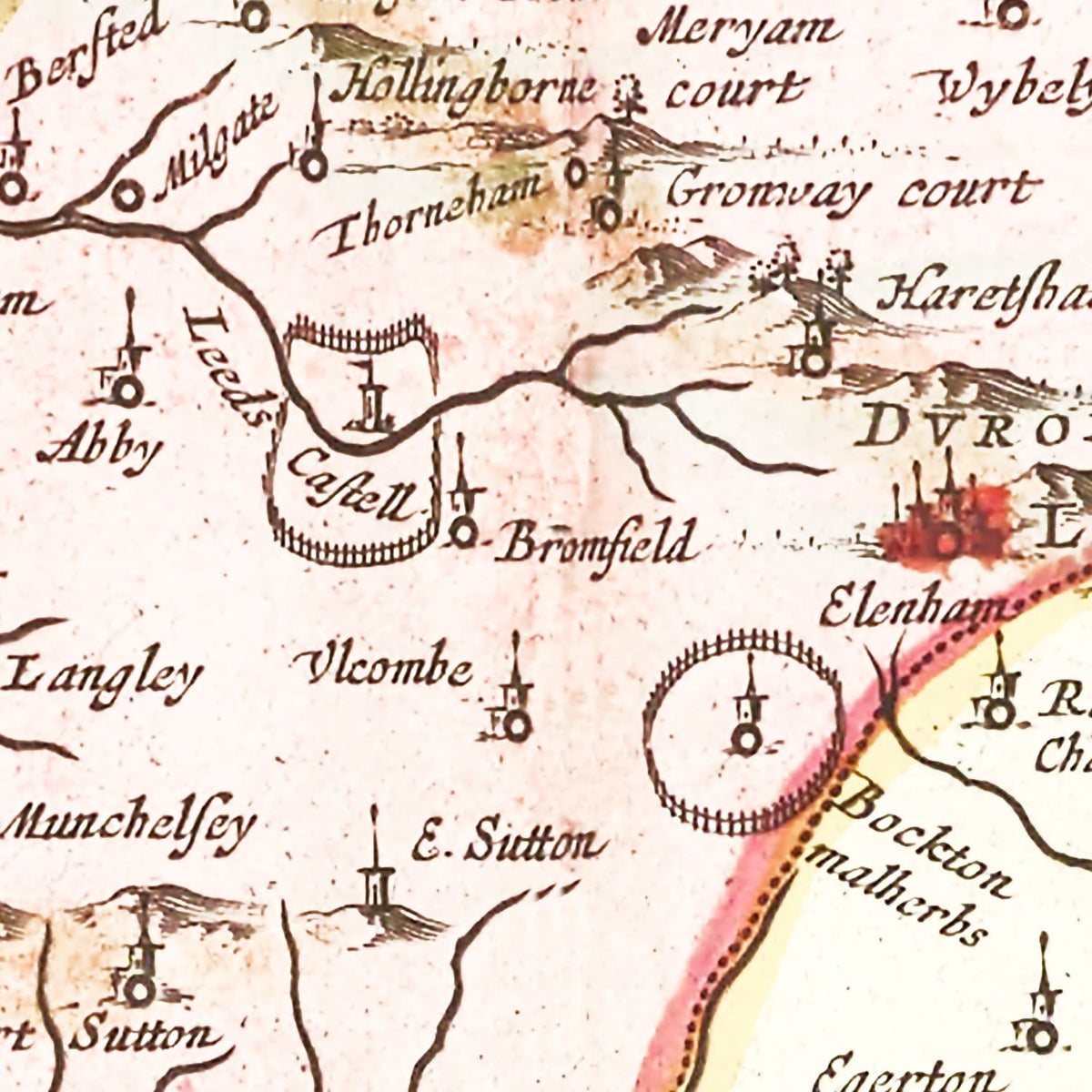 Restored historic details from the 1665 region map of County