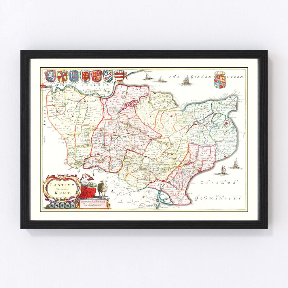 Kent Vintage Map 1665