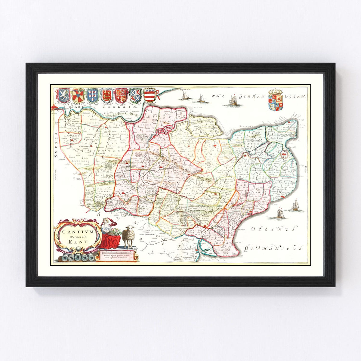 Kent Vintage Map 1665