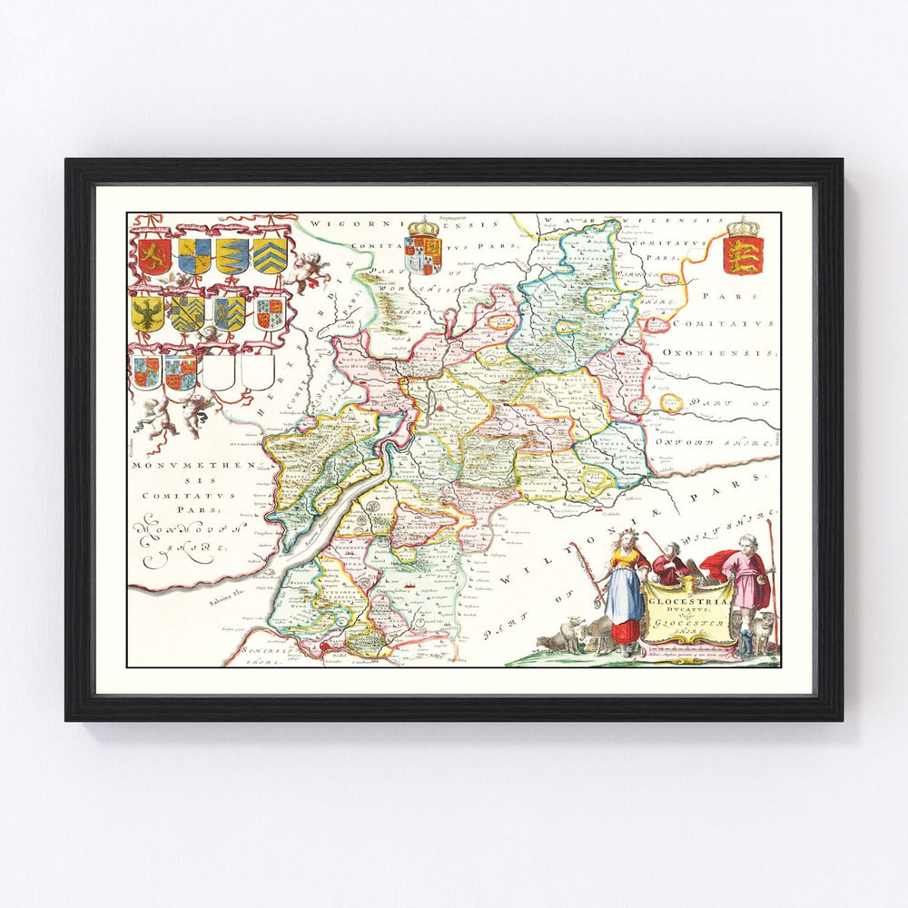 Gloucestershire Vintage Map 1665