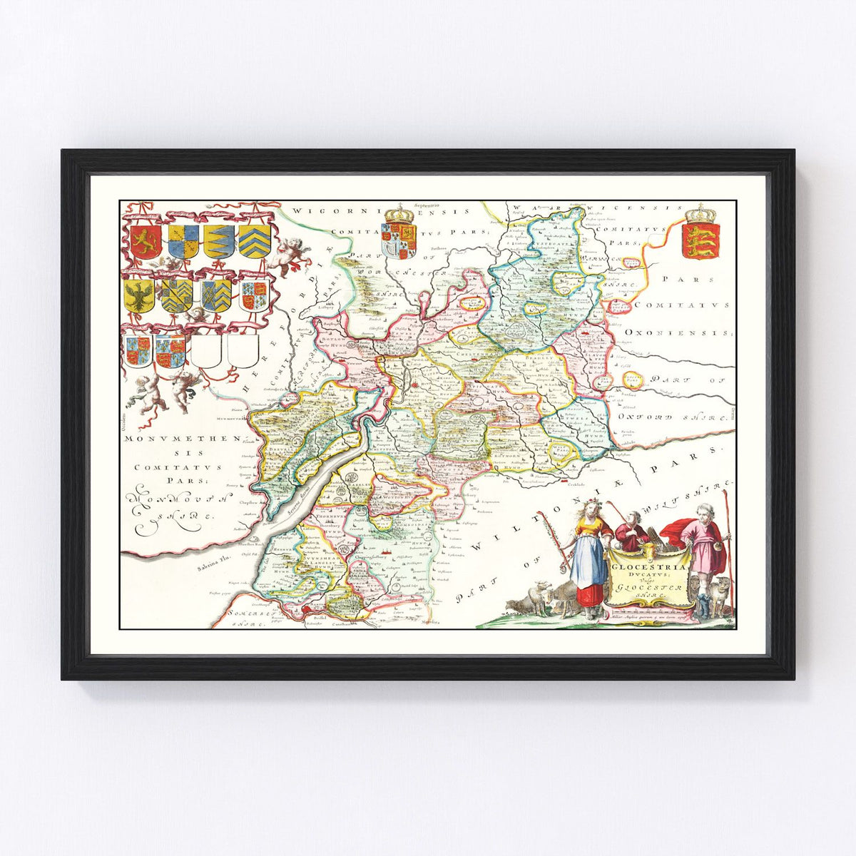 Gloucestershire Vintage Map 1665