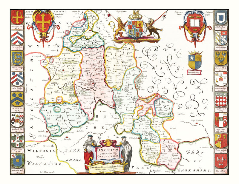 Size comparison using Vintage Map of Oxfordshire 1665