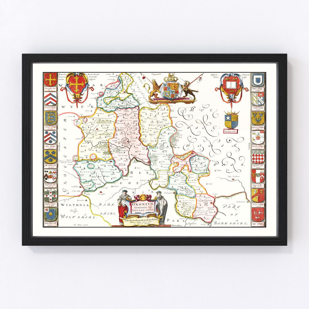 Oxfordshire Vintage Map 1665