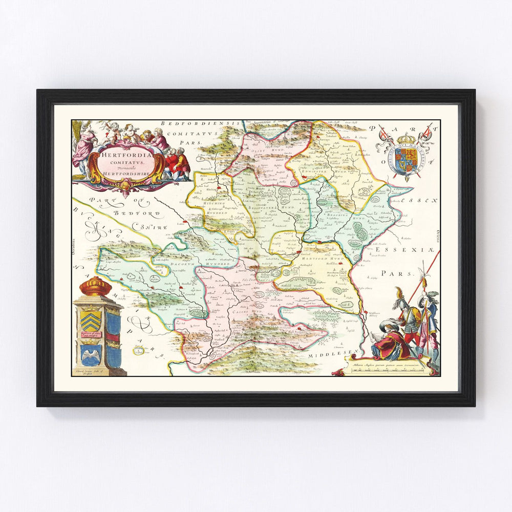 Hertfordshire Vintage Map 1665