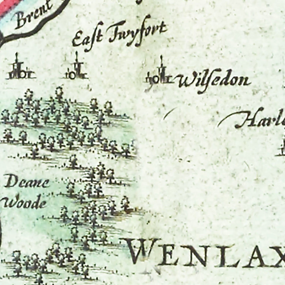 Restored historic details from the 1665 region map of County
