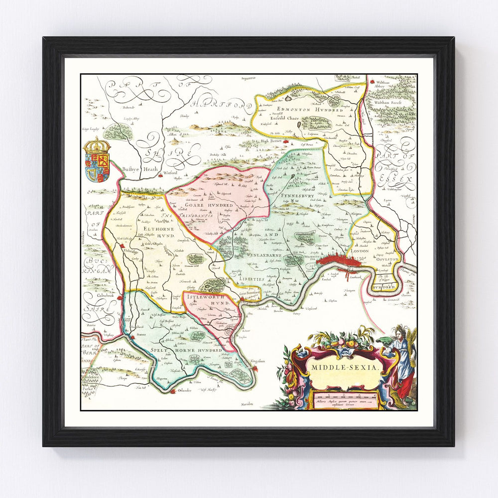 Middlesex Vintage Map 1665