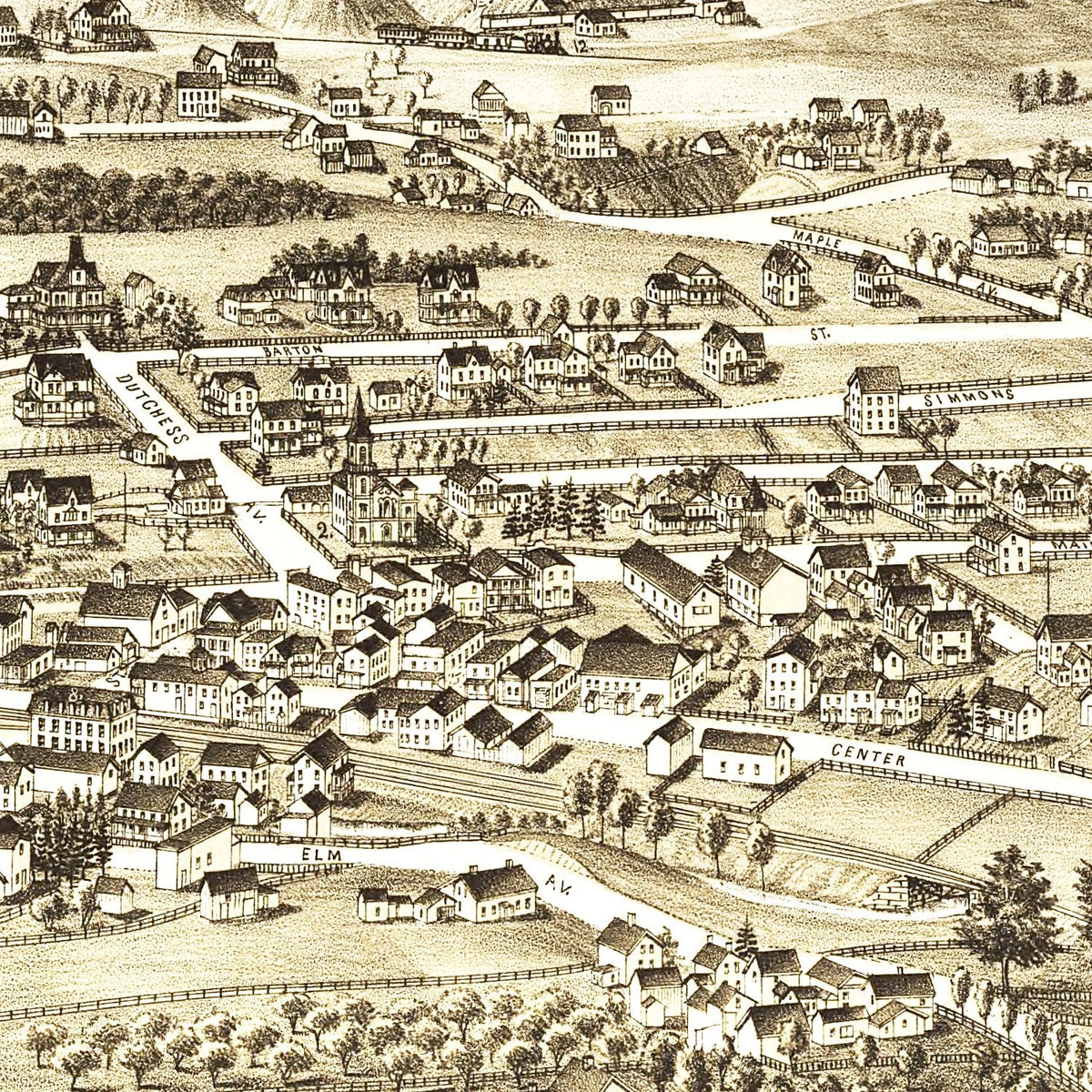 Restored historic details from the 1887 city map of Millerton, New York