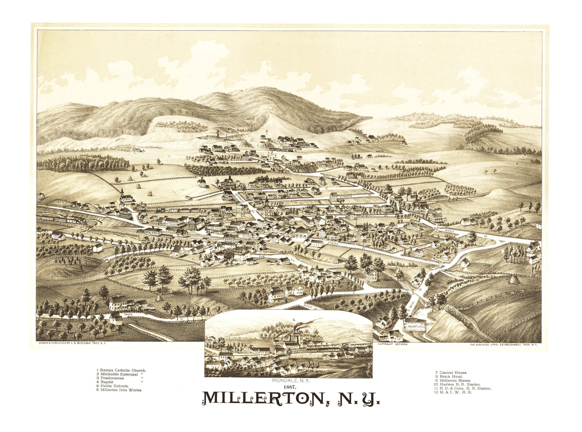 Preview of Vintage Map of Millerton, New York 1887